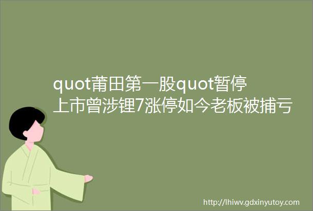 quot莆田第一股quot暂停上市曾涉锂7涨停如今老板被捕亏3年